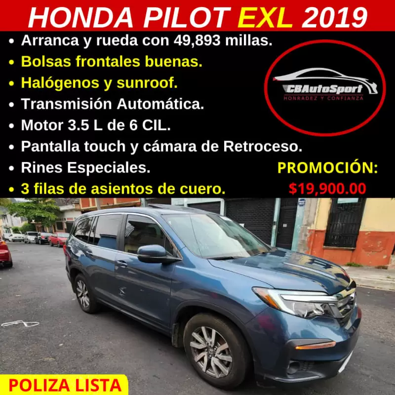 Honda Pilot 2019 49893 km Gasolina Automática en San Salvador