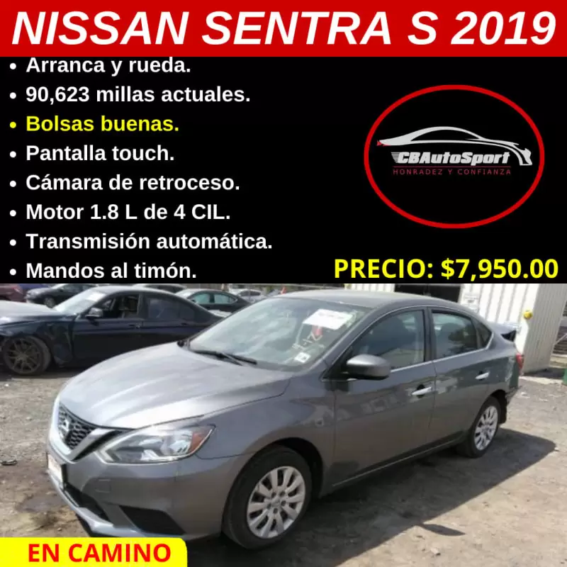 Nissan Sentra 2019 90623 km Gasolina Automática en San Salvador